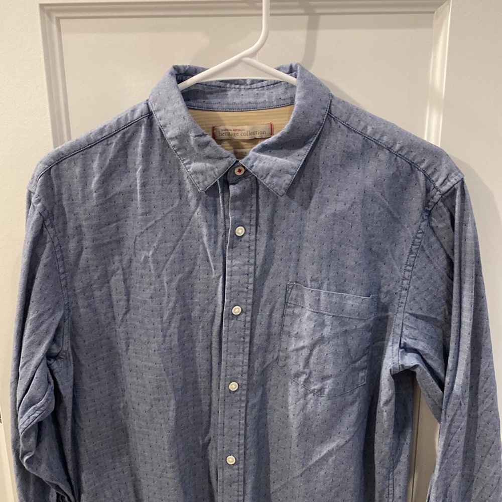 Banana Republic Mens Long Sleeve Denim Chambray Long Sleeve Button Up Size M